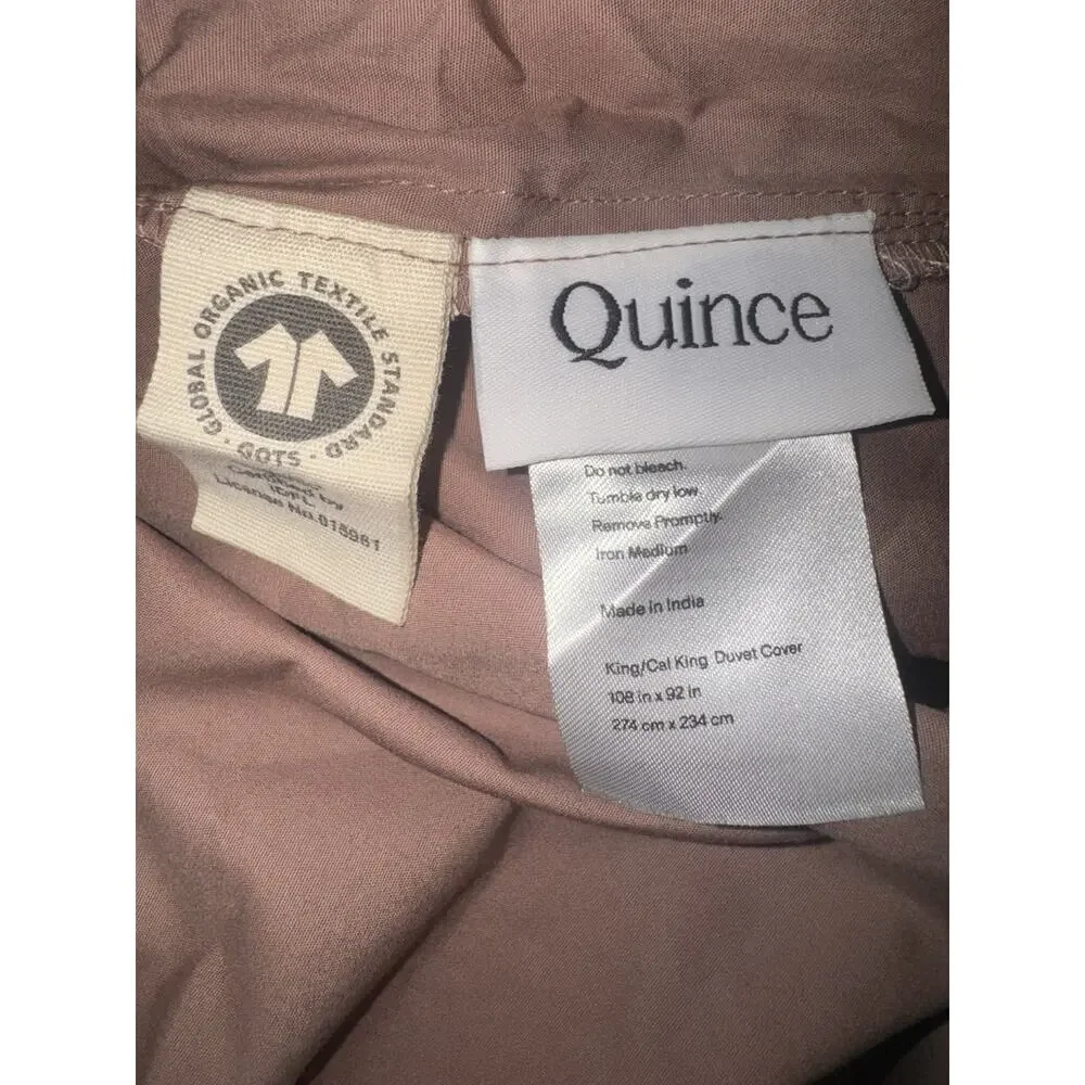 Quince Organic Crisp Percale Duvet Cover Set King Cal King Fig w/ 2 King Shams